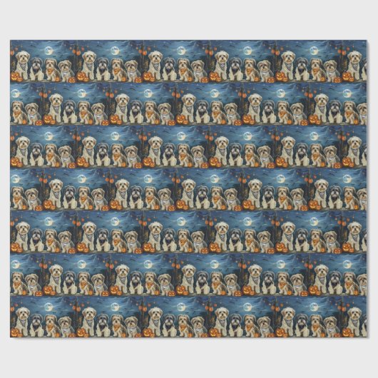 Lhasa Apso Halloween Spooky Cadeaupapier (Vlak)