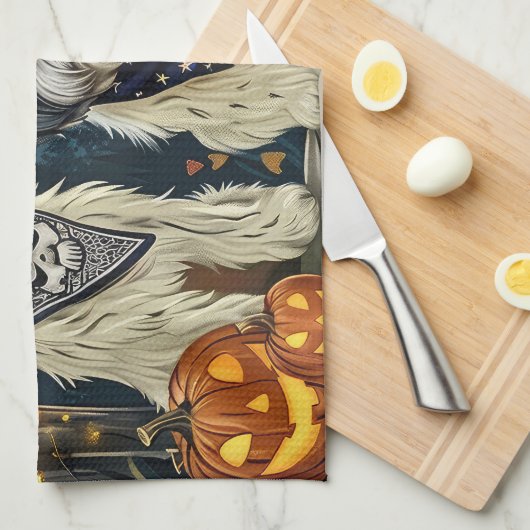 Lhasa Apso Halloween Spooky Theedoek (Quarter Fold)