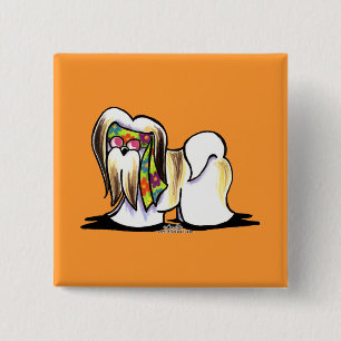 Lhasa Apso Hippie Vierkante Button 5,1 Cm