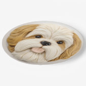 Lhasa Apso hond 3D geïnspireerd Papieren Bordje (Gekanteld)