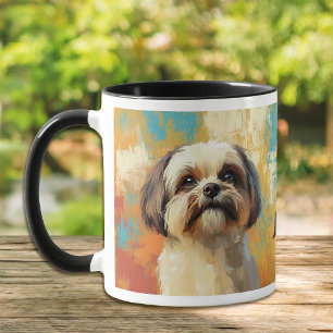 Lhasa Apso hond impressionistische verf Mok