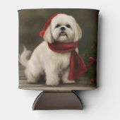 Lhasa Apso Hond in Sneeuw Kerstmis Blikjeskoeler (Voorkant)
