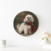 Lhasa Apso Hond in Sneeuw Kerstmis Grote Klok (Huis)