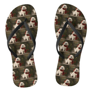 Lhasa Apso-hond in Sneeuw Kerstmis Teenslippers