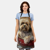 Lhasa Apso hond Kerst viering Schort (Gedragen)
