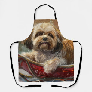 Lhasa Apso hond Kerst viering Schort