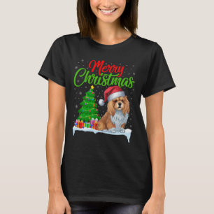 Lhasa Apso Hond Kerstboom Lichten Grappige Kerstma T-shirt