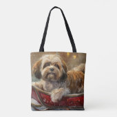 Lhasa Apso Hond Kerstfeest Draagtas (Achterkant)