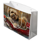 Lhasa Apso Hond Kerstfeest Groot Cadeauzakje (Achterkant Gekanteld)