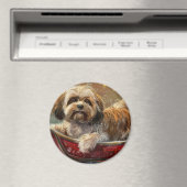 Lhasa Apso Hond Kerstfeest Magneet (Insitu (Vaatwasser))