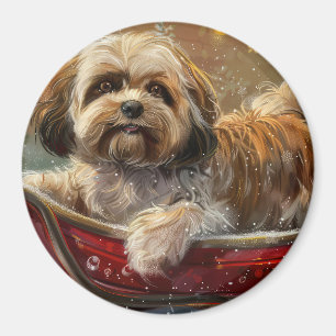 Lhasa Apso Hond Kerstfeest Magneet