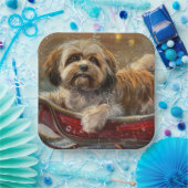 Lhasa Apso Hond Kerstfeest Papieren Bordje (Feest)