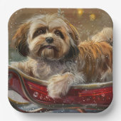 Lhasa Apso Hond Kerstfeest Papieren Bordje (Voorkant)