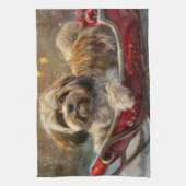 Lhasa Apso Hond Kerstfeest Theedoek (Verticaal)