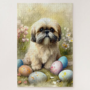 Lhasa Apso Hond met Paaseieren Vakantie Legpuzzel