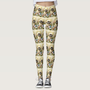 Lhasa Apso-hond met Pasen Eieren Vakantie Leggings
