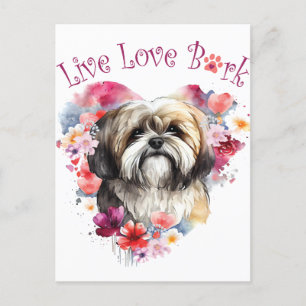 Lhasa Apso Hond Moeder Bloemstuk Briefkaart