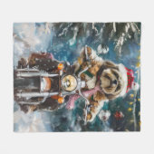 Lhasa Apso Hond Rijden Motorfiets Kerstmis Fleece Deken (Voorkant (Horizontaal))