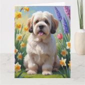 Lhasa Apso Hond Spring Bloemen Schilderen Kaart (Voorkant)