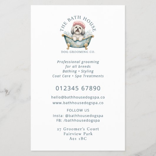 Lhasa Apso-hond verzorgingsfolder - Wit Flyer (Voorkant)