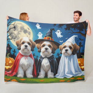 Lhasa Apso Honden Pompoen Halloween Grappig Fleece Deken
