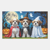 Lhasa Apso Honden Pompoen Halloween Grappig Rechthoekige Sticker (Voorkant)