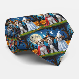 Lhasa Apso Honden Pompoen Halloween Grappig Stropdas