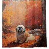 Lhasa Apso in herfstbladeren val inspireert Douchegordijn (Voorkant)