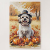 Lhasa Apso in het najaar verlaat Thanksgiving kuns Legpuzzel (Verticaal)