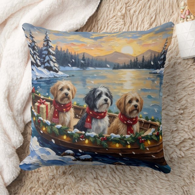 Lhasa Apso Kerstboot Vakantie Kussen (Deken)