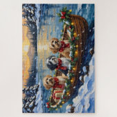 Lhasa Apso Kerstboot Vakantie Legpuzzel (Verticaal)
