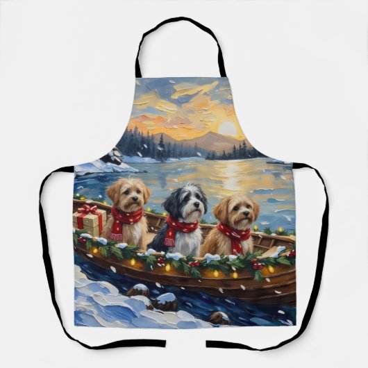 Lhasa Apso Kerstboot Vakantie Schort (Voorkant)