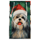Lhasa Apso Kerstborstel schilderen kunstwerk Klein Cadeauzakje (Voorkant)