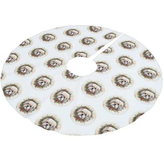 Lhasa Apso Kerstkrans feestelijke pup Kerstboom Rok (Gekanteld)