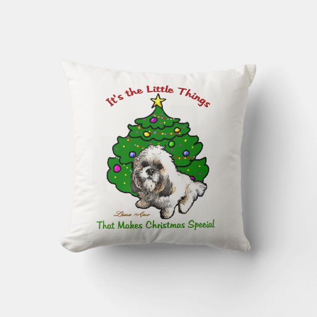 Lhasa Apso Kerstmis Kussen (Voorkant)