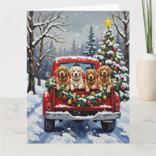 Lhasa Apso Kerstmis Rode Truck Vakantie Kaart