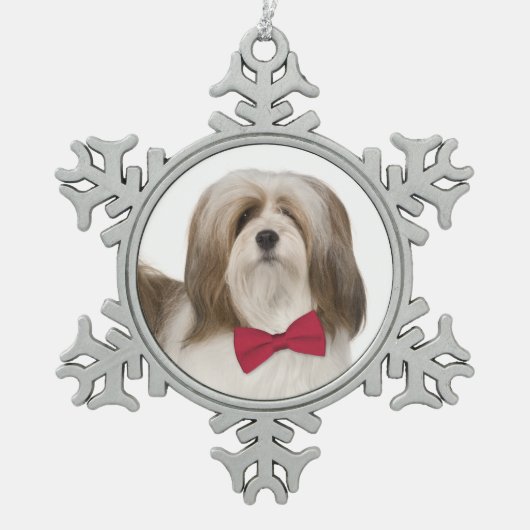 Lhasa Apso kerstversiering Tin Sneeuwvlok Ornament (Voorkant)