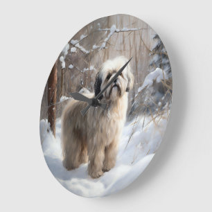 Lhasa Apso Laat het Sneeuwen Kerstmis Grote Klok