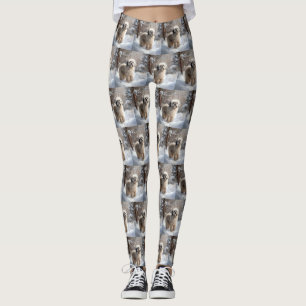 Lhasa Apso Laat het Sneeuwen Kerstmis Leggings