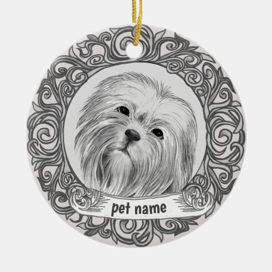 Lhasa Apso Loving Memory-sieraad Keramisch Ornament (Voorkant)