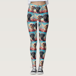 Lhasa Apso met Hartrozen Valentijnsdag Leggings
