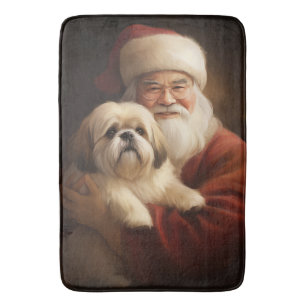 Lhasa Apso met Kerstman Feestelijke Kerstmis Badmat
