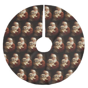 Lhasa Apso met kerstman Feestelijke Kerstmis Kerstboom Rok