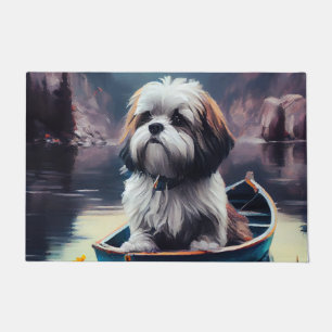 Lhasa Apso op een peddel: Een landschappelijk avon Deurmat