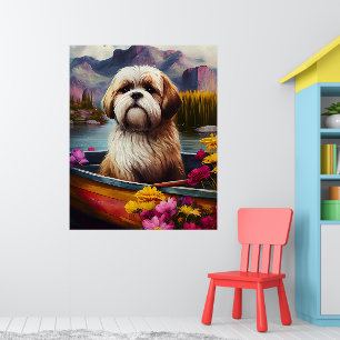 Lhasa Apso op een peddel: Een landschappelijk avon Poster