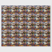 Lhasa Apso op een peddel: Een Schilderachtig avont Cadeaupapier (Vlak)