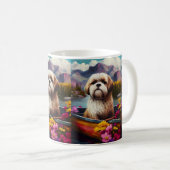 Lhasa Apso op een peddel: Een Schilderachtig avont Koffiemok (Voorkant rechts)