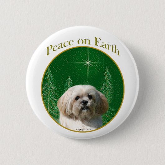 Lhasa Apso Peace Ronde Button 5,7 Cm (Voorkant)