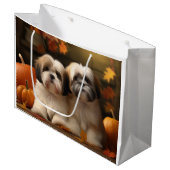 Lhasa Apso Puppy Herfst Verrukking Pompoen Groot Cadeauzakje (Voorkant Gekanteld)