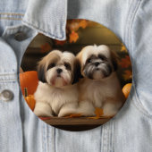 Lhasa Apso Puppy Herfst Verrukking Pompoen Ronde Button 6,0 Cm (In situ)